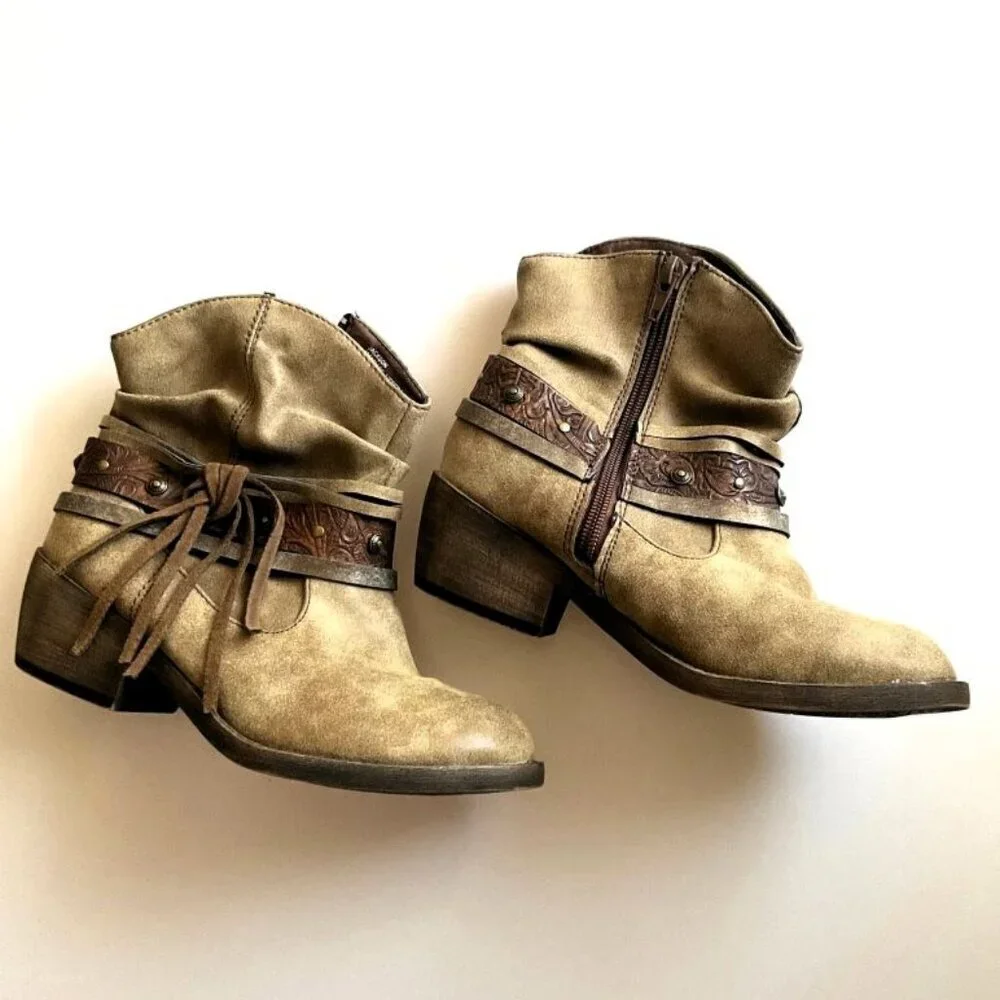 WESTERN POP JACKSON COWGIRL ANKLE BOOTS YOUTH 5M - Picture 5 of 11